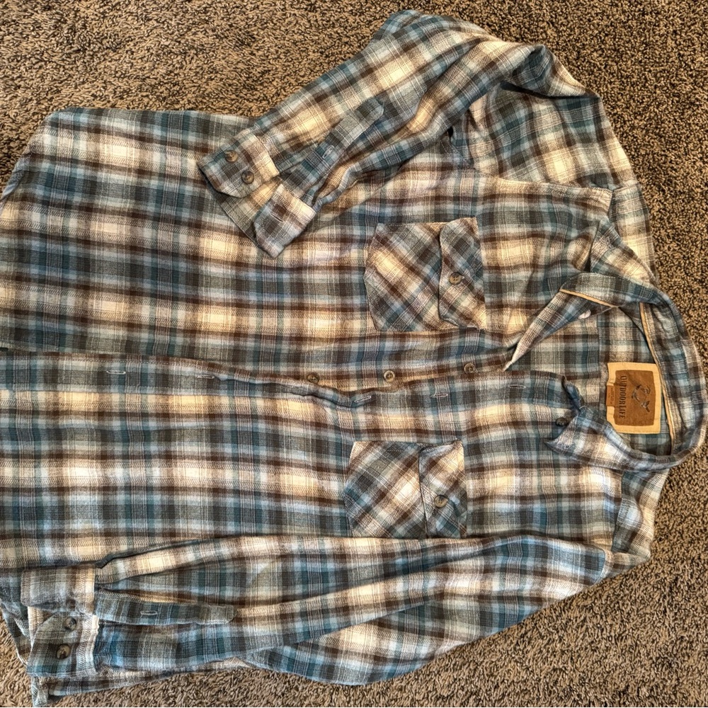 Outdoor Life Blue and White Casual Button Down Shirt